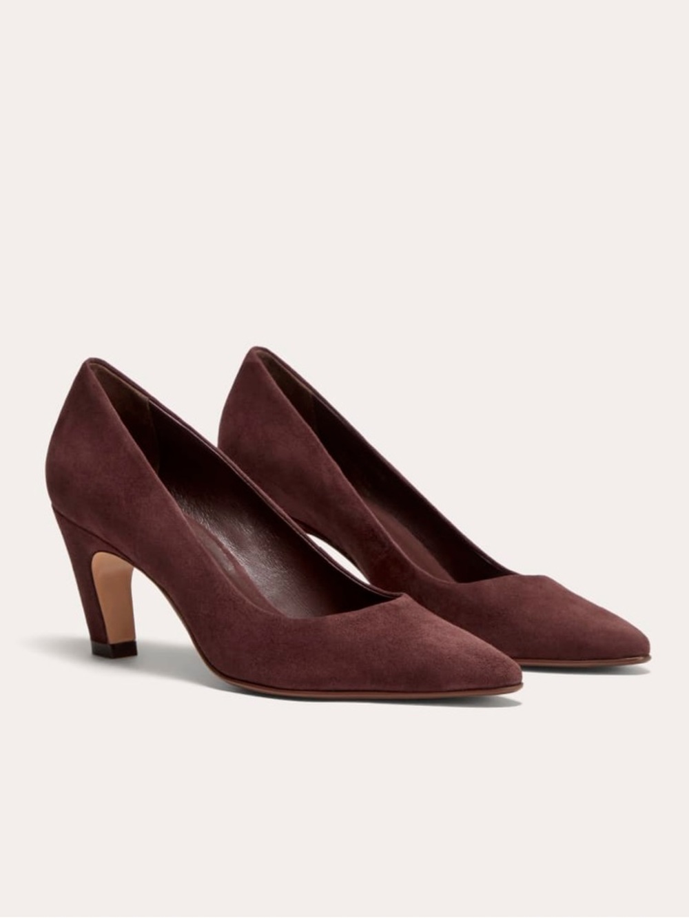 Everlane The Banana Pump Dark Mahogany Suede Pointed Toe Heels Sz 9.5 NWB